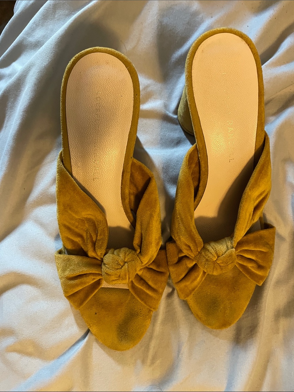 Loeffler Randall Mustard Suede Knot Mules